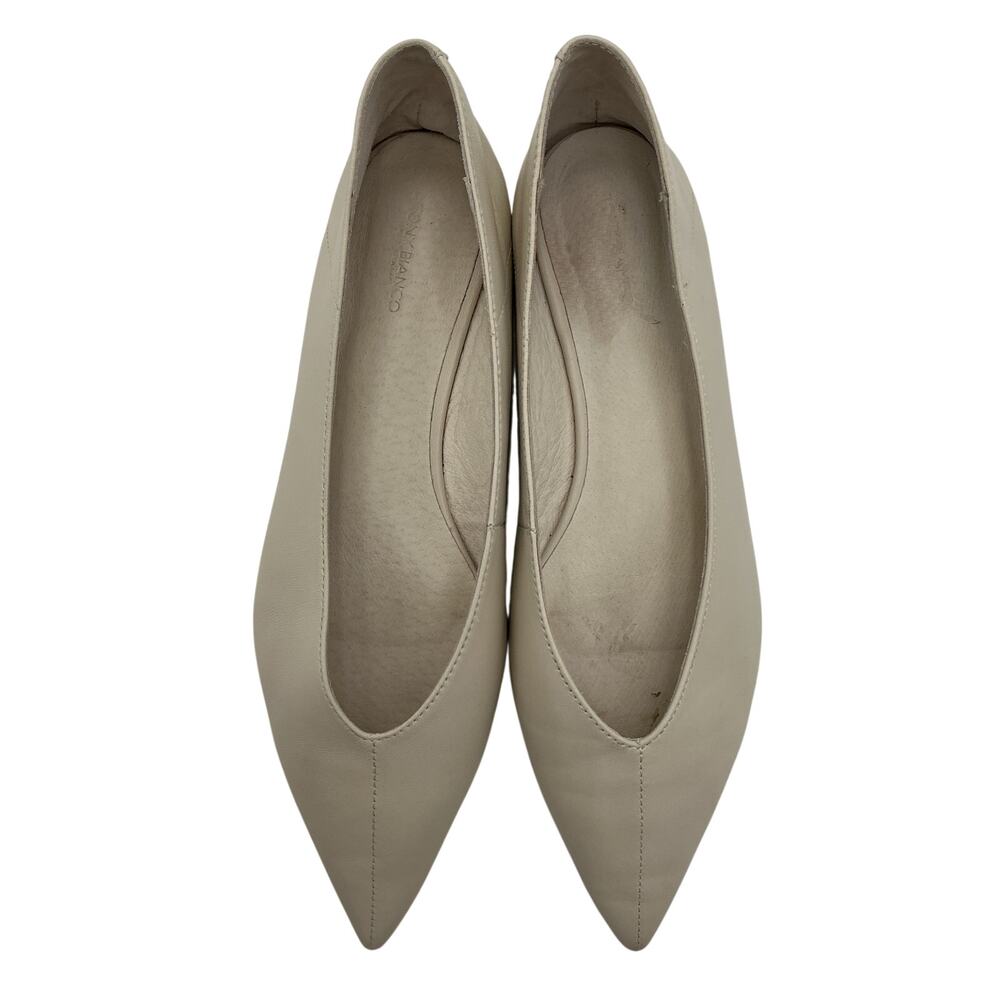 Tony Bianco Pointed Toe Leather Flats in Light Beige - Picture 3 of 6